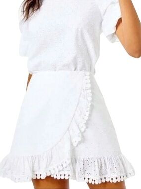 LILLY PULITZER Ellia Eyelet Skort Skirt Resort White Ditsy Vine Eyelet 009499